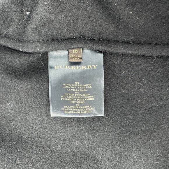 Burberry Black Trench Coat Wool Belted Single Breasted Long Jacket US10 UK12 - Picture 12 of 13